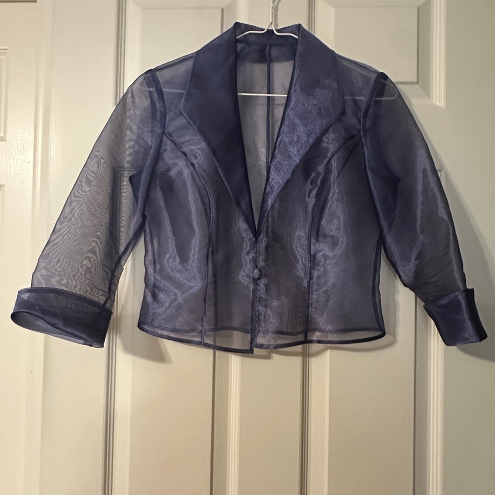 Metallic Purple Sheer Blazer with Cropped Silhouette
